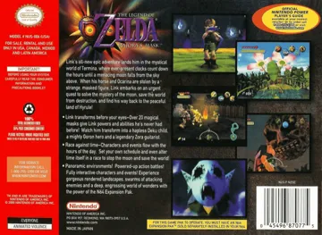 Legend of Zelda, The - Majora's Mask (USA) box cover back